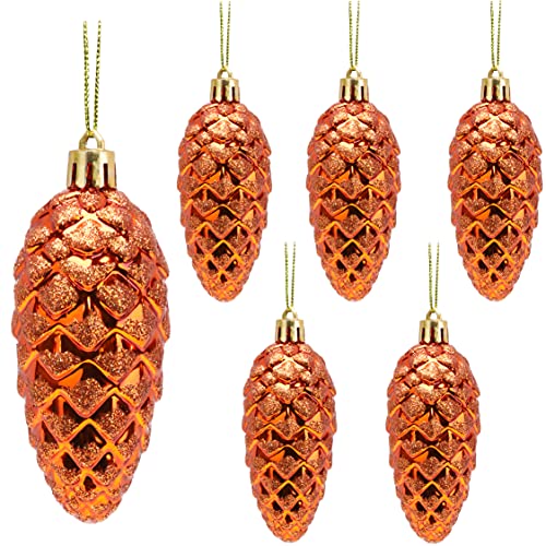 Christmas Concepts® Packung mit 6-90mm Tannenzapfen-Kugeln – glänzend und glitzernd – Luxus-Weihnachtsdekoration (Kupfer) von Christmas Concepts