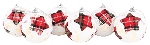 Christmas Concepts® Packung mit 6 Weihnachtskugeln im Tartan-Design – Luxus-Weihnachtsdekoration (Star) von Christmas Concepts