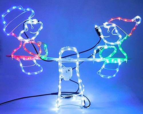 Christmas Concepts® Seil-Licht Schneemann und Elf auf Seesaw - Weihnachtsschmuck - 80cm x 12cm x 63cm von Christmas Concepts