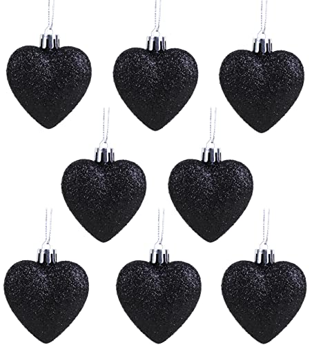 Christmas Concepts®8 x 60mm Black Glitter Heart Shaped Weihnachtsbaum-Flitter von Christmas Concepts