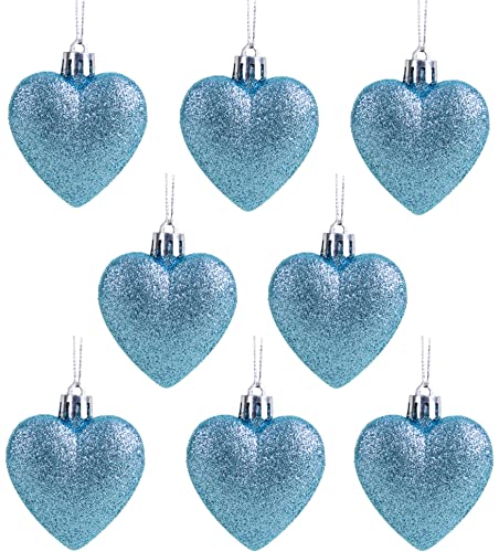 Christmas Concepts®8 x 60mm Ice Blue Glitter Herz formte Weihnachtsbaum-Flitter von Christmas Concepts