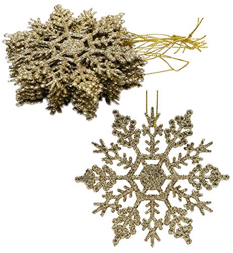 Christmas Concepts® Packung mit 12-10 cm Glitter Schneeflocke zum Aufhängen - Weihnachtsschmuck (Gold) von Christmas Concepts