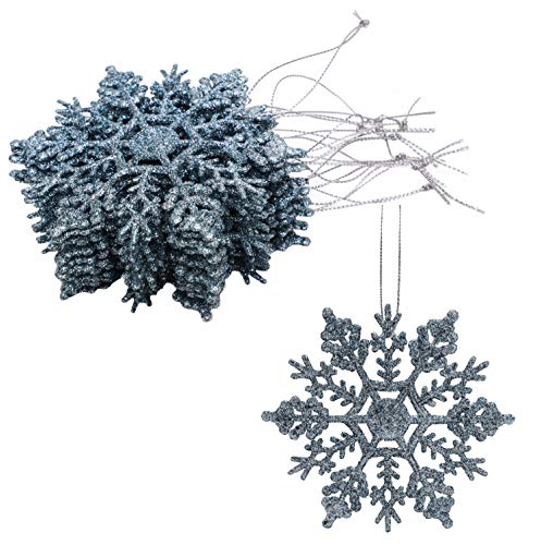 Packung mit 12-10 cm Glitter Schneeflocke zum Aufhängen - Weihnachtsschmuck (Ice Blue) von Christmas Concepts