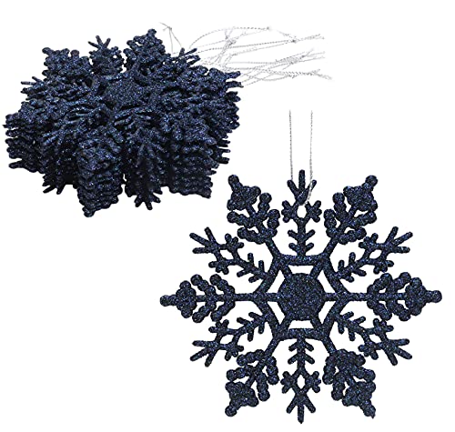 Christmas Concepts® Packung mit 12-10 cm Glitter Schneeflocke zum Aufhängen - Weihnachtsschmuck… (Mitternachtsblau) von Christmas Concepts