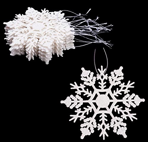 Packung mit 12-10 cm Glitter Schneeflocke zum Aufhängen - Weihnachtsschmuck… (klar schillernd) von Christmas Concepts