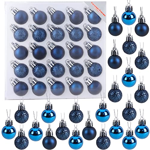 Packung mit 25 Glänzend, Matt & Glitter Mini Weihnachtsbaum-Flitter (Mitternachtsblau) von Christmas Concepts