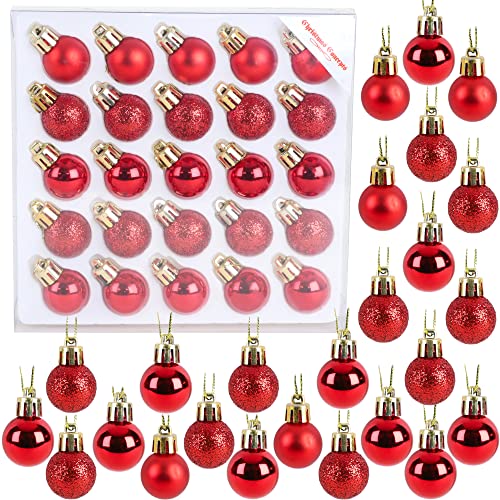 Packung mit 25 Glänzend, Matt & Glitter Mini Weihnachtsbaum-Flitter (Red) von Christmas Concepts