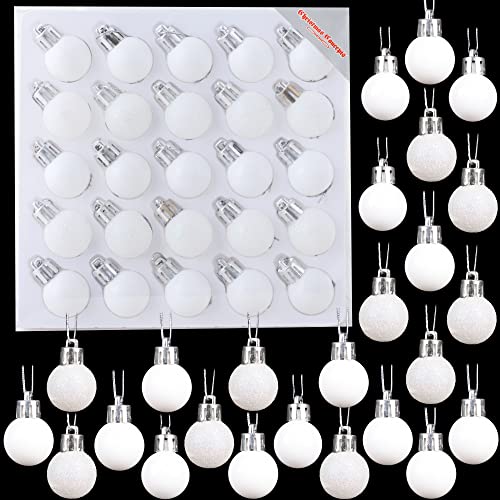 Packung mit 25 Glänzend, Matt & Glitter Mini Weihnachtsbaum-Flitter (White) von Christmas Concepts
