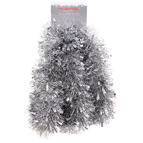 Christmas Concepts® 3m / 9.8ft Klobig/Feines Weihnachtslametta - Weihnachtsdekoration - Hochwertige Lametta (Silber) von Christmas Concepts