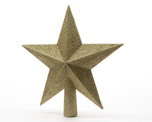 Christbaumspitze Stern Kunststoff Gold // Kaemingk Baum, fünfzackiger Stern, Glitzer Star Gold 19 cm Durchmesser von Kaemingk