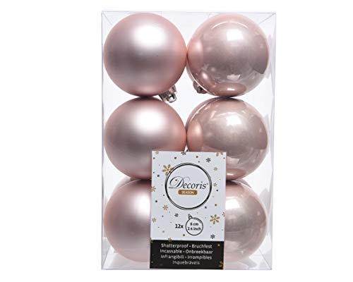 12 Weihnachtskugeln Christbaumkugeln Baumkugeln Durchmesser 60mm bruchfest rosa von Kaemingk