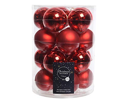 20 Christbaumkugeln Glas 6cm rot Glanz matt von Christmas Decorations
