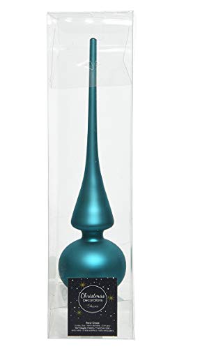 UNGROL Christbaumspitze Glas 26cm Baumspitze Tannenbaumspitze türkis Glanz matt von Christmas-Decorations