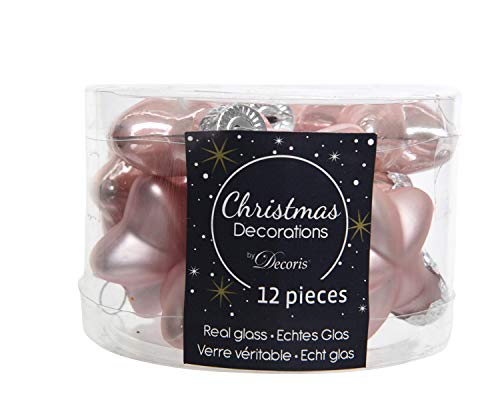 Christbaumschmuck Sterne Glas 4cm x 12 Stück Weihnachtskugeln Weihnachtsbaum rosa von Decoris