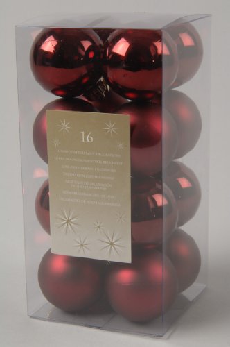 Weihnachtskugeln Mini Kunststoff 4cm x 16 Stück Christbaumkugeln bruchsicher weinrot Bordeaux von Christmas-Decorations