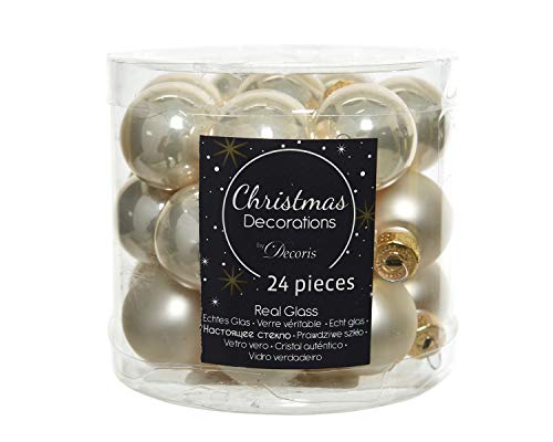Dose mit 24 Stück Glaskugeln mit 25 mm Durchmesser, pearl von Christmas-Decorations