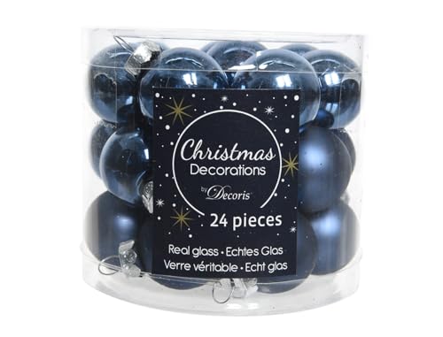 Mini-Weihnachtskugeln aus Glas 24er Set 25mm ( marineblau / nachtblau / navy ) Spiegelbeeren Weihnachtskugeln Baumkugeln Christbaumkugeln von Zeus Party