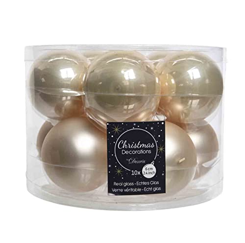 Weihnachtskugeln Glas 6cm x 10 Stück Christbaumkugeln matt glänzend perle von Christmas Decorations