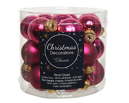 Weihnachtskugeln Mini Glas 25mm 24 Stück Christbaumkugeln Fuchsia pink von Christmas-Decorations