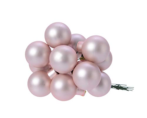 Weihnachtskugeln am Draht Glas 2cm x 12 Stück Spiegelbeeren Mini Hellrosa rosa zartrosa Rose matt von Christmas Decorations