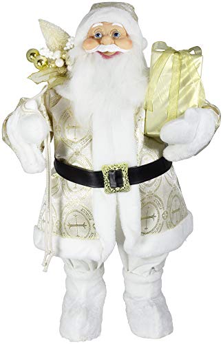 Christmas Paradise Deko Weihnachtsmann Figur Santa Paul 80cm Weiß-Gold von Christmas Paradise