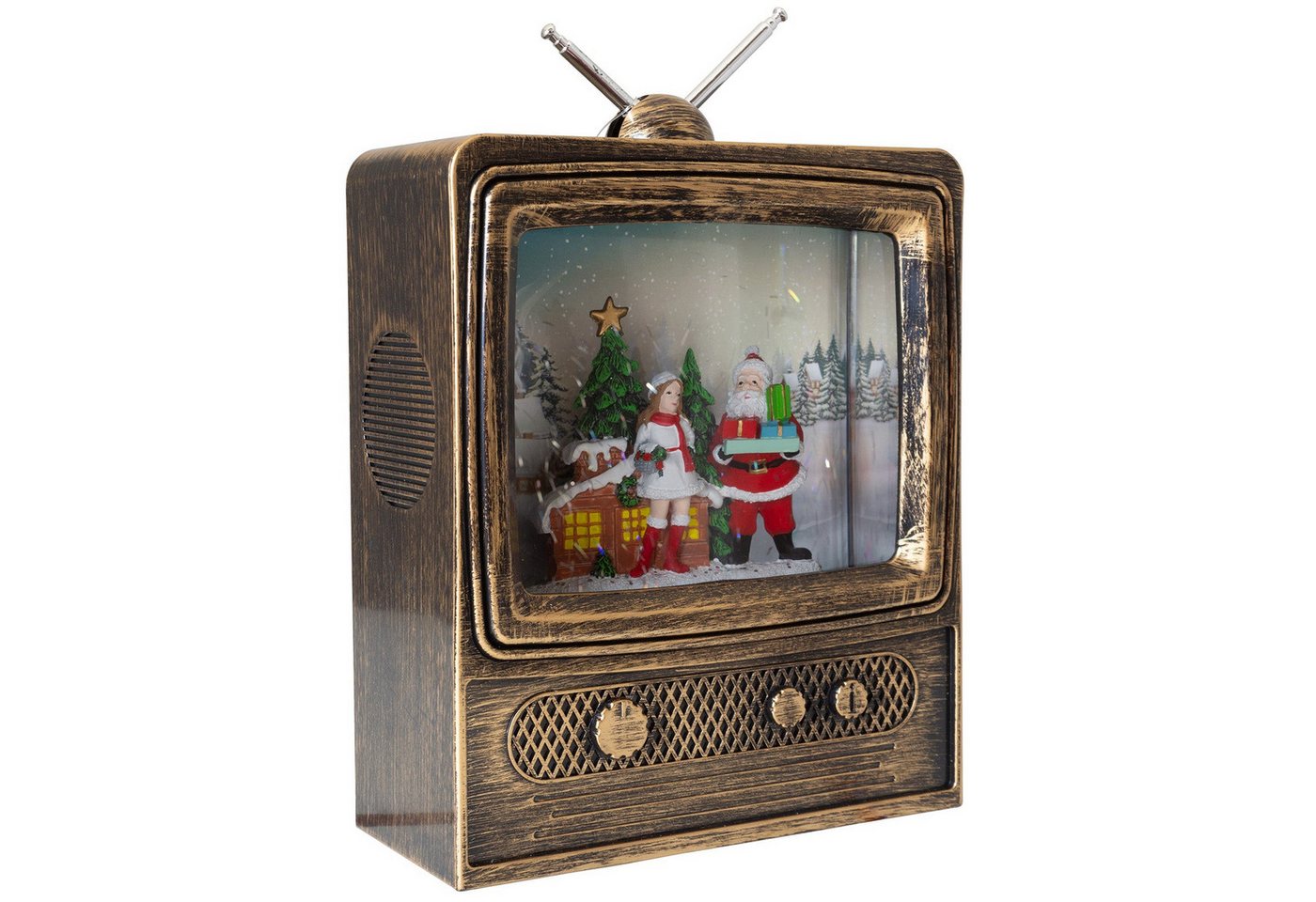 Christmas Paradise LED Laterne Fernseher 24 cm, Weihnachtsdeko, zuschaltbare Weihnachtsmusik, LED, warmweiß, schneit im Inneren, bronze von Christmas Paradise