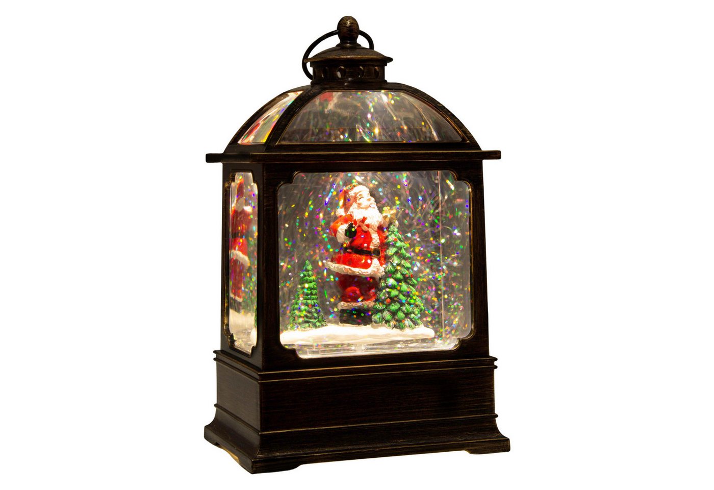 Christmas Paradise LED Laterne Schneelaterne 17cm mit Weihnachtsmann, LED fest integriert, warmweiß, schneit im Inneren, bunt-bronze von Christmas Paradise