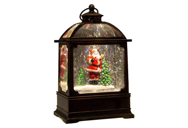 Christmas Paradise LED Laterne Schneelaterne 17cm mit Weihnachtsmann, LED fest integriert, warmweiß, schneit im Inneren, bunt-bronze von Christmas Paradise