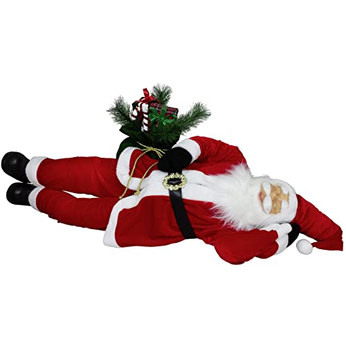 Christmas Paradise Schnarchender XXL Deko Weihnachtsmann rot 120cm mit Geschenkesack und Animation von Christmas Paradise