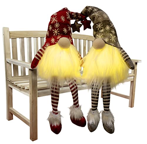 Christmas Paradise Sitzender Weihnachts-Wichtel 30cm (68cm) im 2er-Set mit LED Warmweiß Gnom Kantenhocker 2 Designs Christmas Paradise Sitzender Weihnachts-Wichtel 30cm (68cm) im 2er-Set mit LED Warmweiß Gnom Kantenhocker 2 Designs von Christmas Paradise