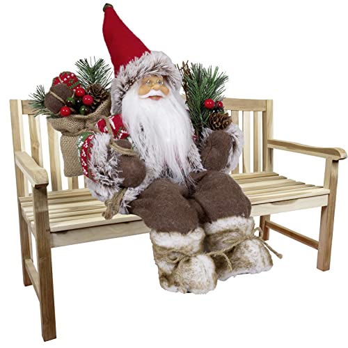 Christmas Paradise Sitzender Weihnachtsmann 30cm Deko-Figur Kantenhocker (Modell Magnus) von Christmas Paradise