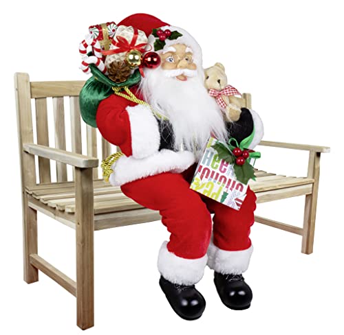 Christmas Paradise Sitzender Weihnachtsmann 45cm Deko-Figur Kantenhocker Santa Nikolaus (Modell Carl) von Christmas Paradise