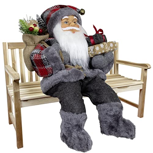 Christmas Paradise Sitzender Weihnachtsmann 45cm Deko-Figur Kantenhocker Santa Nikolaus (Modell Finn) von Christmas Paradise