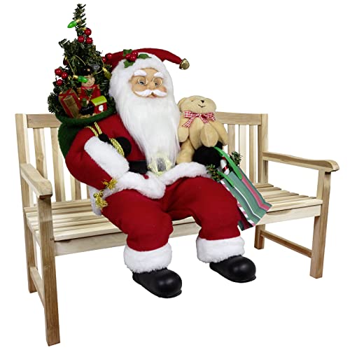 Christmas Paradise Sitzender Weihnachtsmann 45cm Deko-Figur Kantenhocker Santa Nikolaus (Modell Kjell) von Christmas Paradise