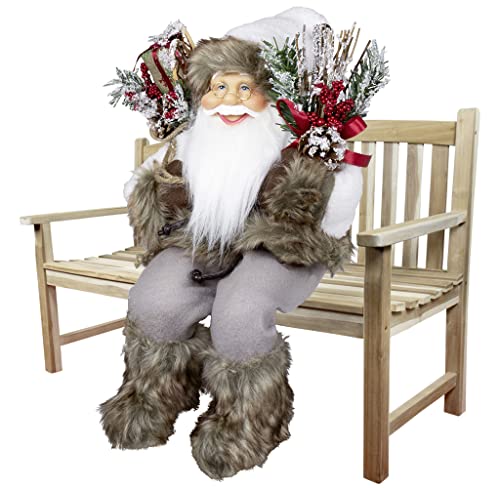 Christmas Paradise Sitzender Weihnachtsmann 45cm Deko-Figur Kantenhocker Santa Nikolaus (Modell Klaus) von Christmas Paradise