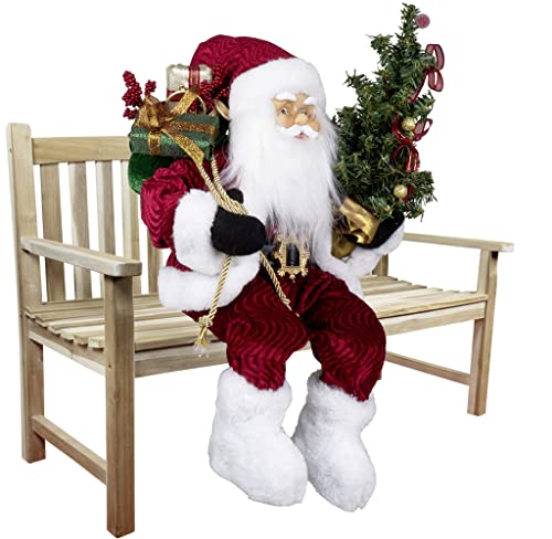 Christmas Paradise Sitzender Weihnachtsmann 45cm Deko-Figur Kantenhocker Santa Nikolaus (Modell Knud) von Christmas Paradise