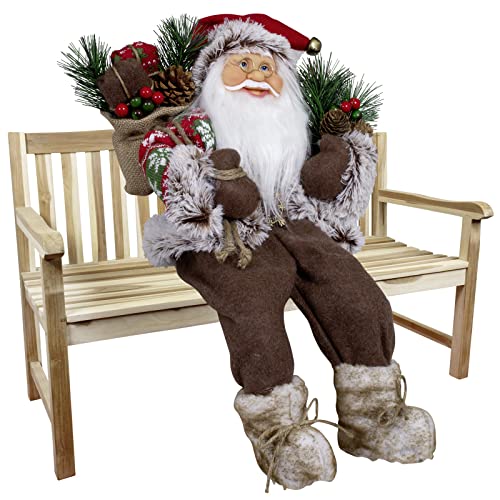 Christmas Paradise Sitzender Weihnachtsmann 45cm Deko-Figur Kantenhocker Santa Nikolaus (Modell Magnus) von Christmas Paradise