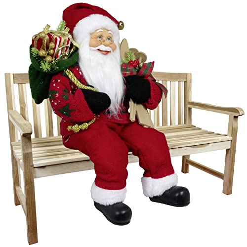 Christmas Paradise Sitzender Weihnachtsmann 45cm Deko-Figur Kantenhocker Santa Nikolaus (Modell Martin) von Christmas Paradise