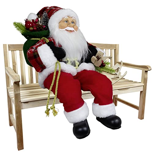 Christmas Paradise Sitzender Weihnachtsmann 45cm Deko-Figur Kantenhocker Santa Nikolaus (Modell Rasmus) von Christmas Paradise