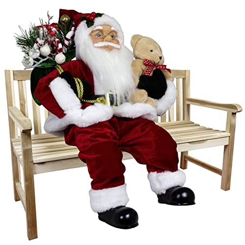 Christmas Paradise Sitzender Weihnachtsmann 45cm Deko-Figur Kantenhocker Santa Nikolaus (Modell Sander) von Christmas Paradise