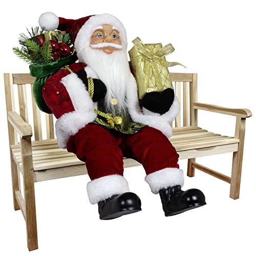 Christmas Paradise Sitzender Weihnachtsmann 45cm Deko-Figur Kantenhocker Santa Nikolaus (Modell Thoralf) von Christmas Paradise