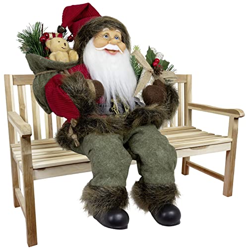 Christmas Paradise Sitzender Weihnachtsmann 45cm Deko-Figur Kantenhocker Santa Nikolaus (Modell Viktor) von Christmas Paradise