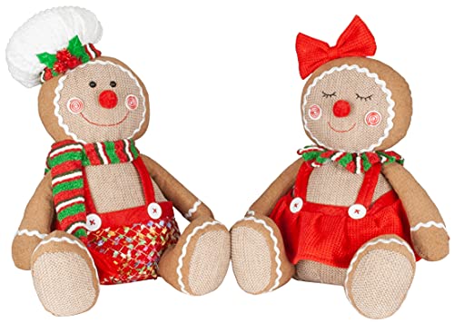 Christmas Paradise Weihnachtlicher Deko-Figur 32cm im 2er-Set Lebkuchen-Mann und Frau Weihnachtsdeko Braun Rot von Christmas Paradise