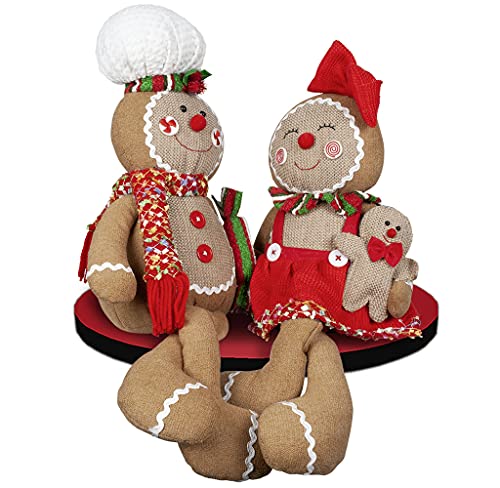Christmas Paradise Weihnachtlicher Dekofigur Sitzend 30cm im 2er-Set Lebkuchen-Mann und Frau Weihnachtsdeko Braun Rot von Christmas Paradise