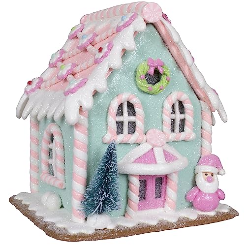 Christmas Paradise Weihnachtliches Deko Lebkuchenhaus Pfefferkuchenhaus 16cm türkis-rosa von Christmas Paradise