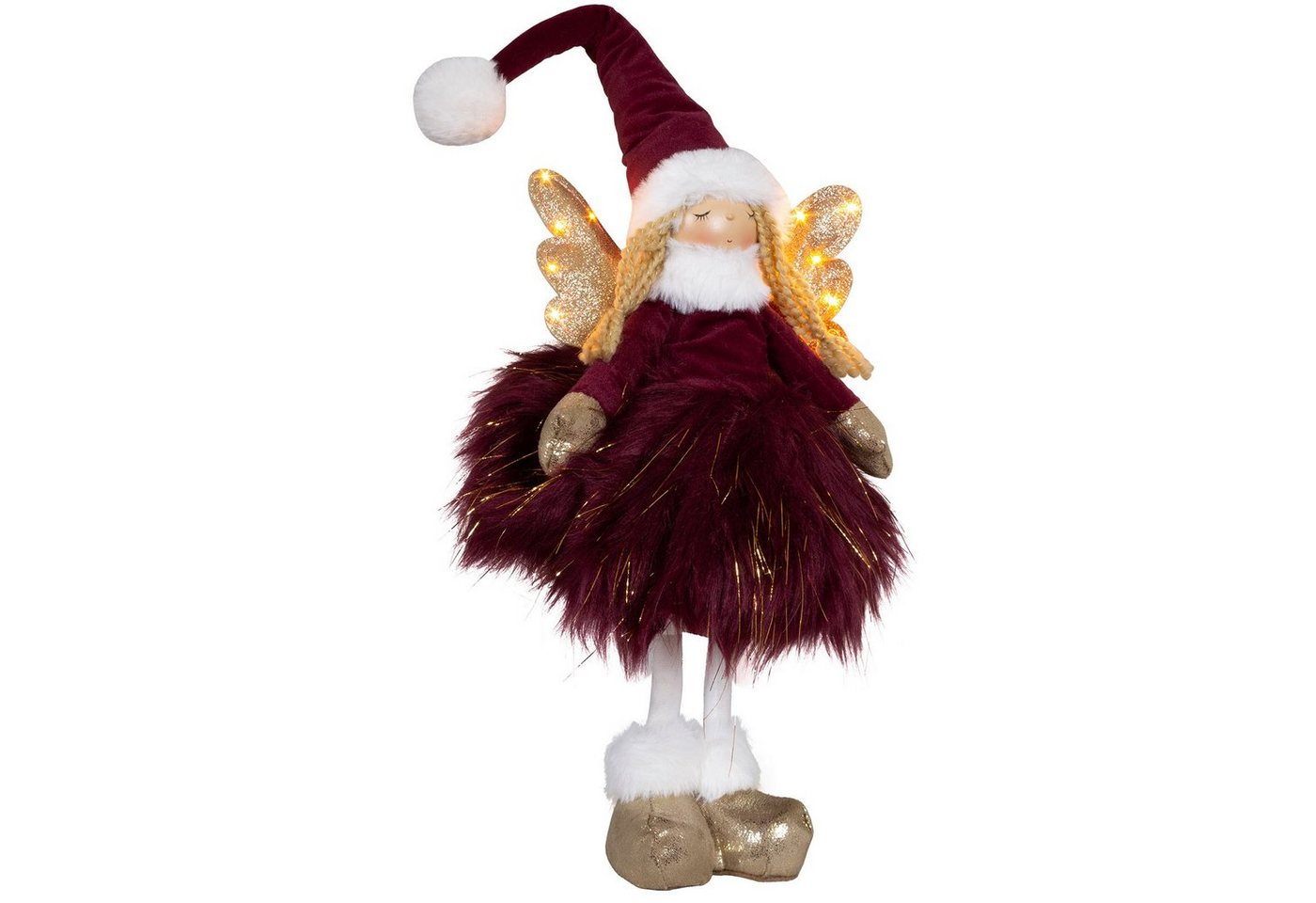 Christmas Paradise Weihnachtsfigur Engel 38cm (52cm) mit LED, stehend (Dekofigur, 1 St), Weihnachten, rot von Christmas Paradise