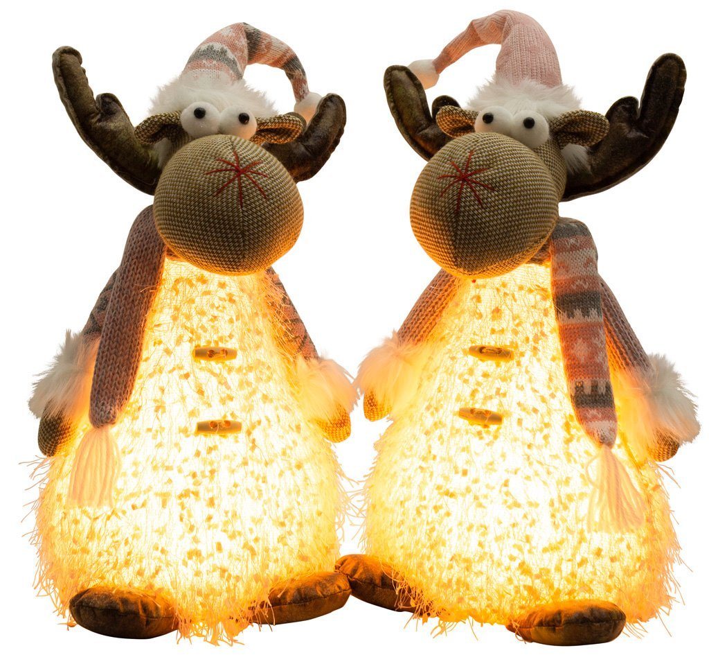 Christmas Paradise Weihnachtsfigur leuchtender Elch 40cm (55cm) (Dekofigur mit LED, 2 St., stehend), rosa Rentier, 2 Designs, Weihnachtsdeko von Christmas Paradise