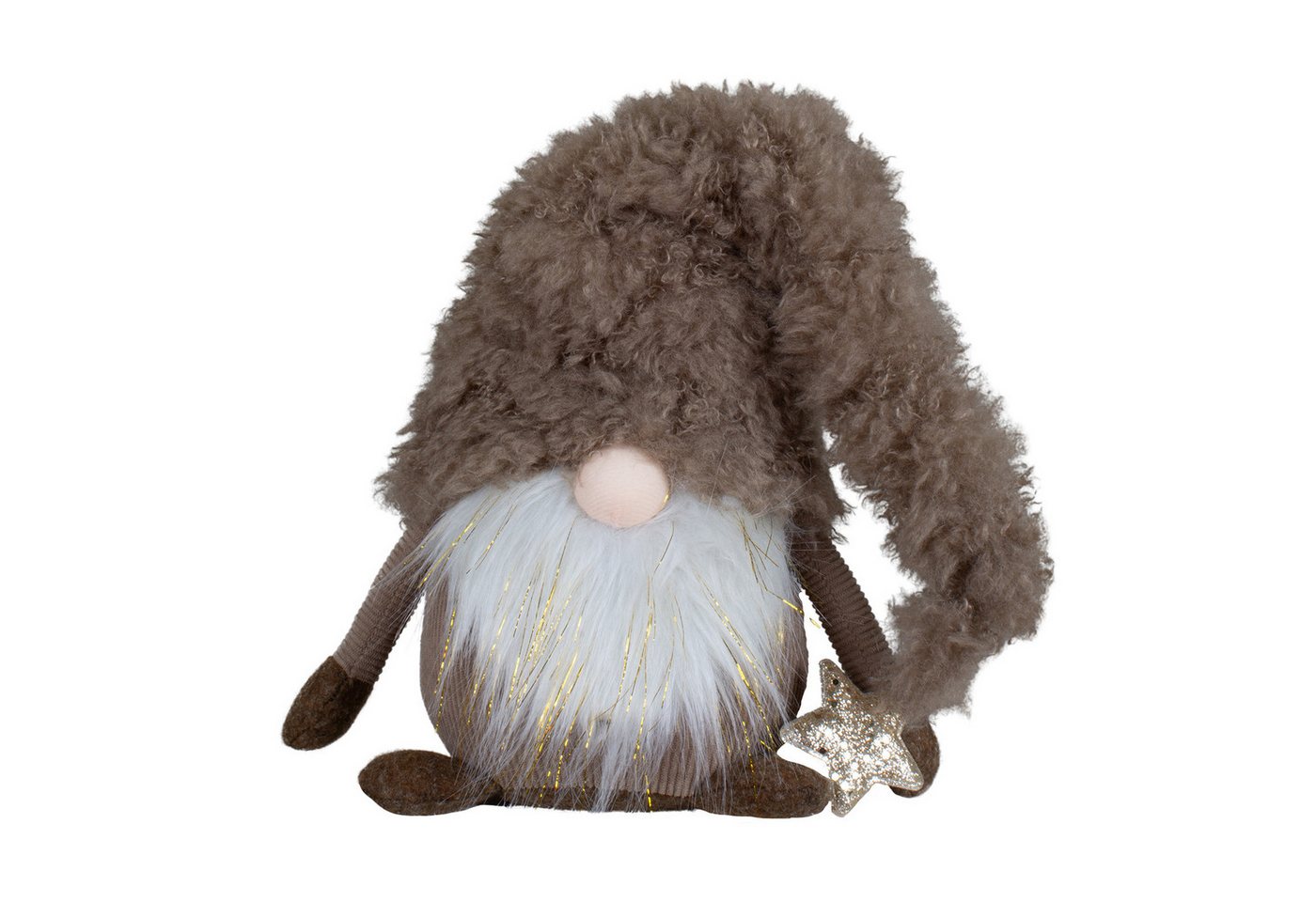 Christmas Paradise Weihnachtsfigur sitzender Wichtel 30cm (1 St), mit brauner, flauschiger Zipfelmütze von Christmas Paradise