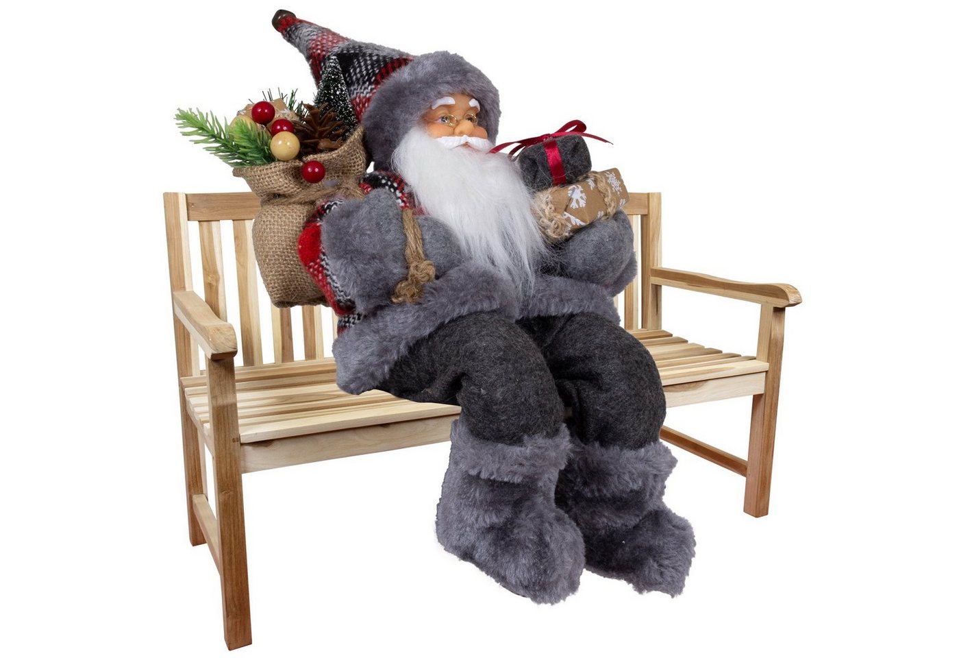 Christmas Paradise Weihnachtsmann Finn 45cm / 30cm, sitzend (Dekofigur grau, 1 St., Weihnachtsdeko), Kantenhocker zum Hinsetzen von Christmas Paradise