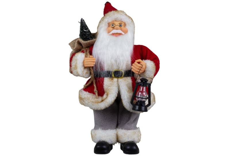 Christmas Paradise Weihnachtsmann stehend 25cm (Santa, 1 St., Weihnachtsdeko), in rot mit Jutesack und Laterne von Christmas Paradise